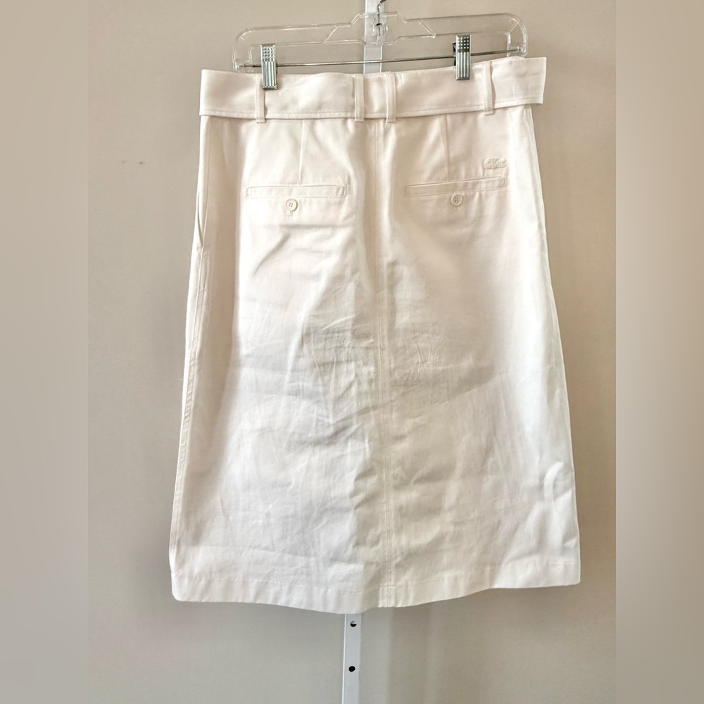 Lacoste White Belted A-Line Skirt Size 40 Chic Preppy Classic 100% Cotton - Picture 4 of 13